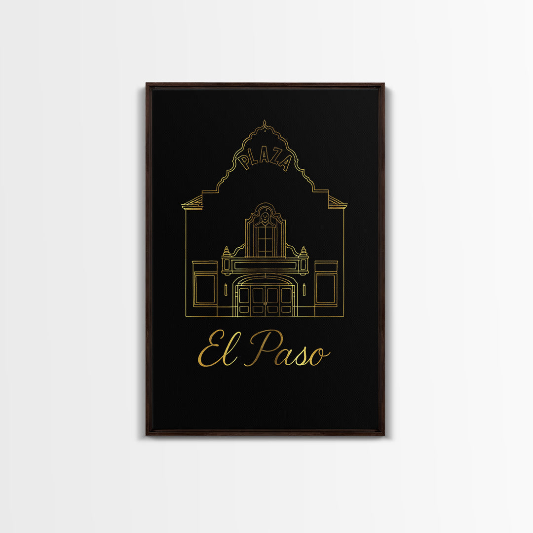 El Paso Travel Poster, Canvas Print, Black Gold Minimalist Art, El Paso Wall Art, City Travel Prints, City Art Print, Travel Poster Set