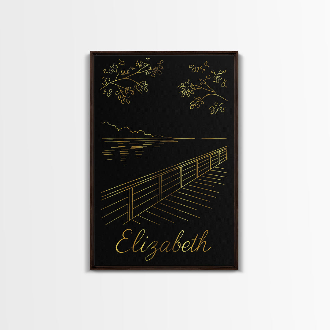 Elizabeth Travel Poster, Canvas Print, Black Gold Minimalist Art, Elizabeth Poster Print, Travel Wall Art, Eclectic Wall Decor