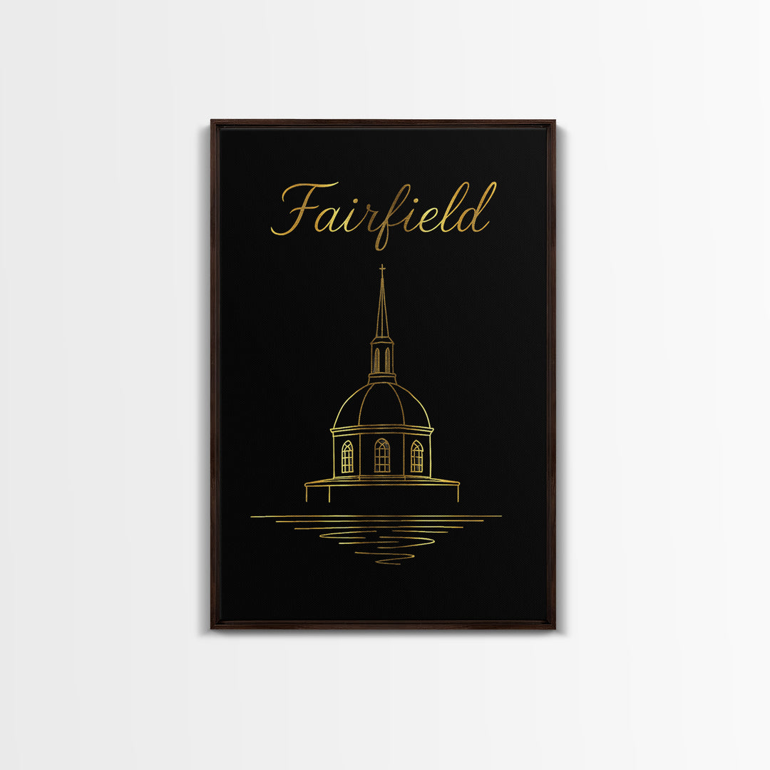 Fairfield California Travel Poster, Canvas Print, Minimalist Gold Line Art, Fairfield Art Print, Gift For Travelers, Home Office Decor
