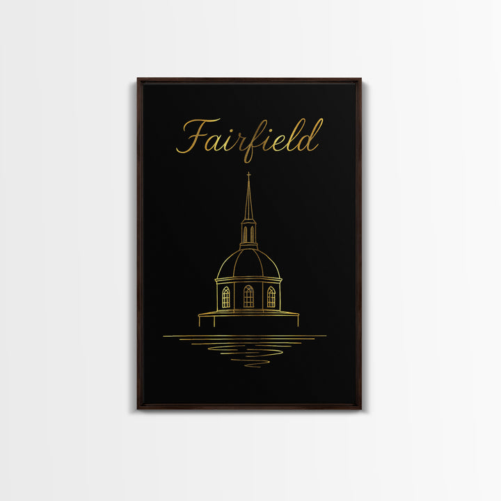 Fairfield California Travel Poster, Canvas Print, Minimalist Gold Line Art, Fairfield Art Print, Gift For Travelers, Home Office Decor