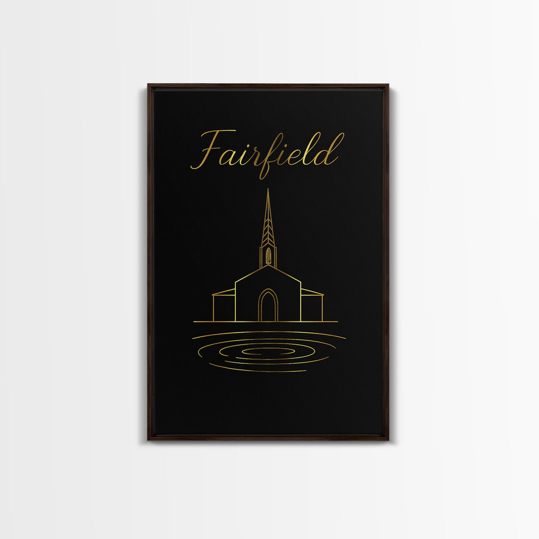 Fairfield Travel Poster, Canvas Print, Black Gold Minimalist Art, Fairfield Art Print, Fine Art Print, Vintage City Art, Travel Poster Set