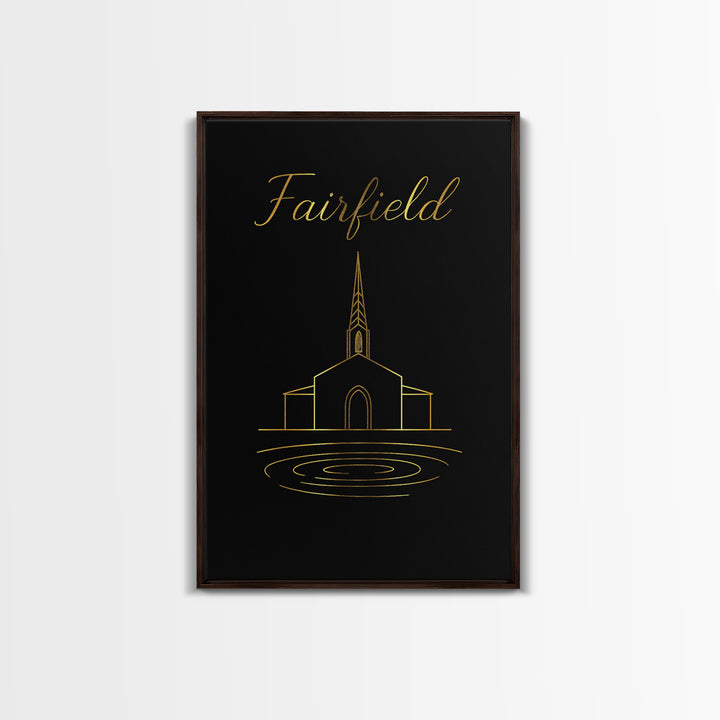 Fairfield Travel Poster, Canvas Print, Black Gold Minimalist Art, Fairfield Art Print, Fine Art Print, Vintage City Art, Travel Poster Set