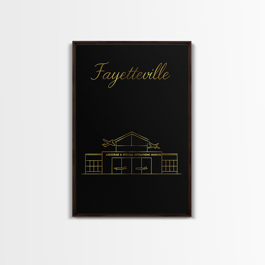 Fayetteville Travel Poster, Canvas Print, Black Gold Minimalist Art, Fayetteville Wall Art, Travel Art Print, Home Office Decor