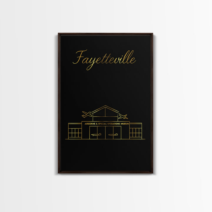 Fayetteville Travel Poster, Canvas Print, Black Gold Minimalist Art, Fayetteville Wall Art, Travel Art Print, Home Office Decor