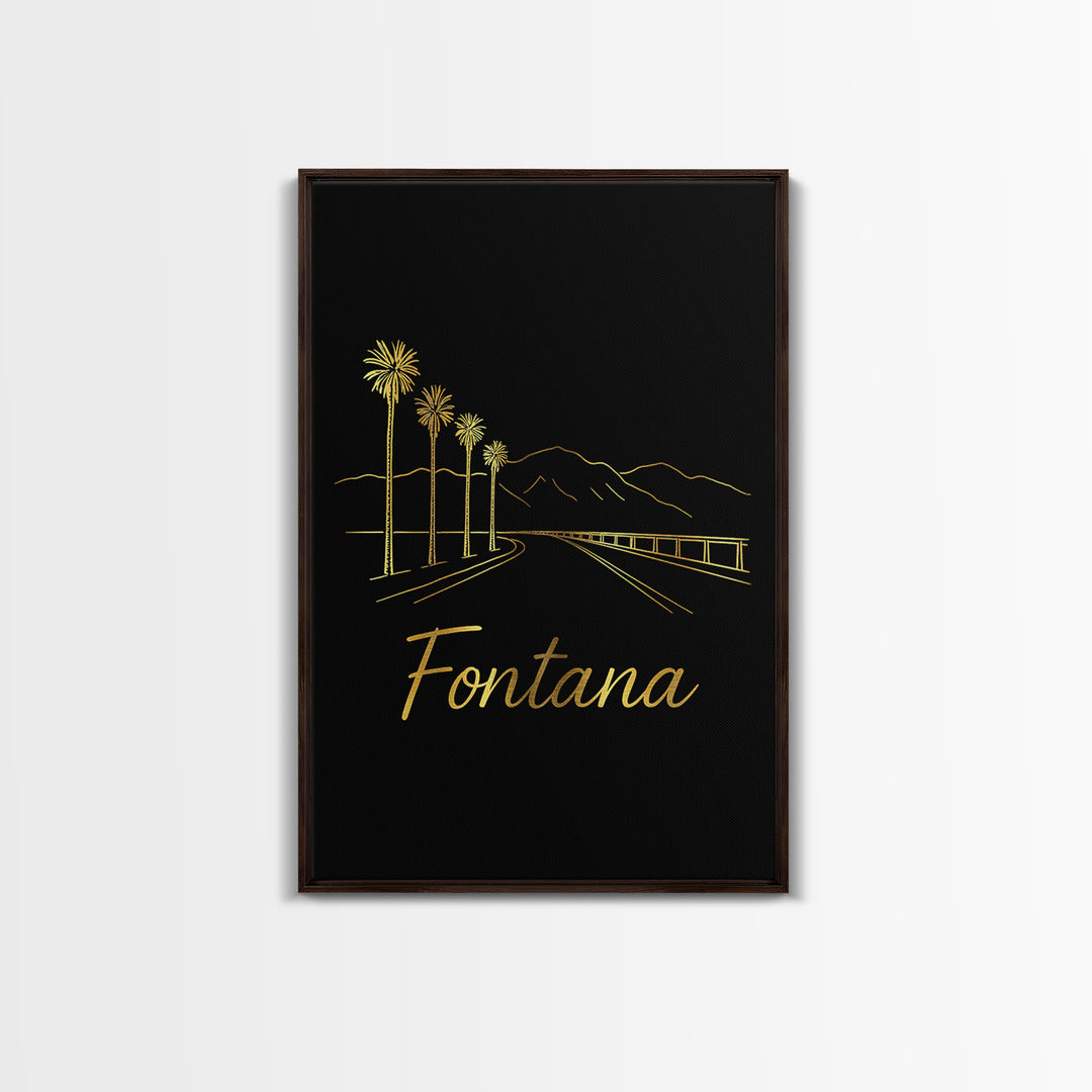 Fontana Travel Poster, Framed Canvas Print, Dark Minimalist Wall Art, Fontana Poster Print, Travel Wall Art, Fine Art Print, Retro Poster