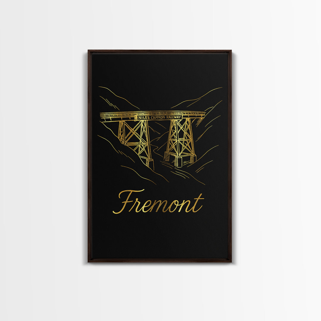 Fremont California Travel Poster, Canvas Print, Dark Minimalist Wall Art, Fremont City Art, Wanderlust Decor, Home Office Decor, Wall Art