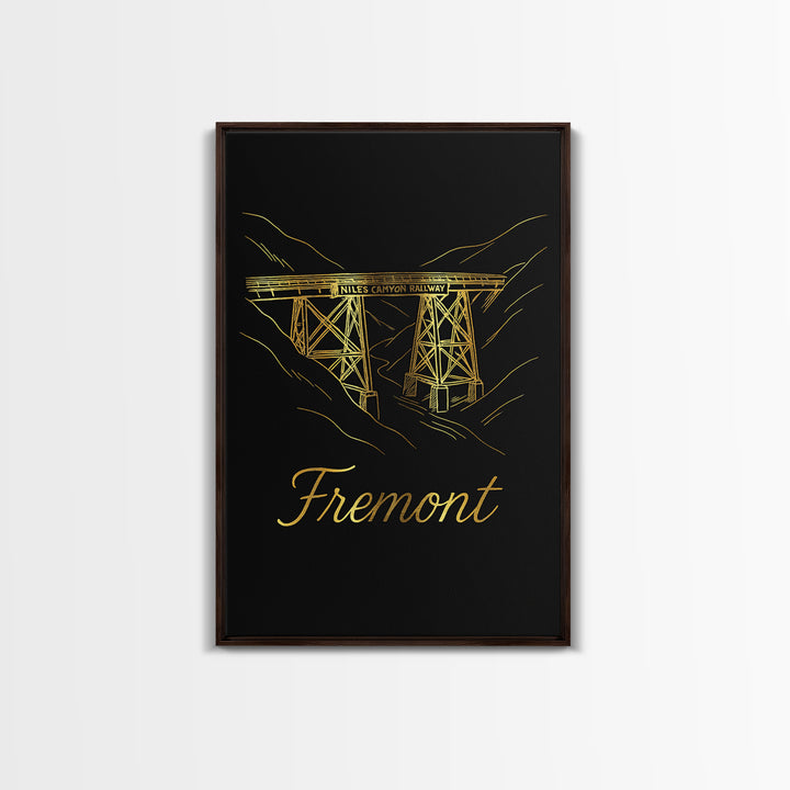Fremont California Travel Poster, Canvas Print, Dark Minimalist Wall Art, Fremont City Art, Wanderlust Decor, Home Office Decor, Wall Art