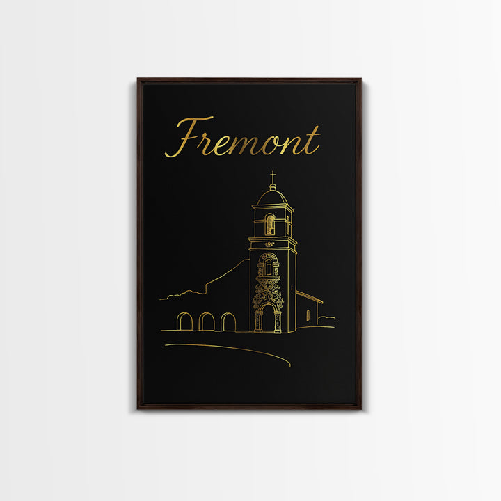 Fremont Travel Poster, Canvas Print, Gold Outline Poster Art, Fremont Art Print, Travel Wall Art, Travel Art Print, Eclectic Wall Decor