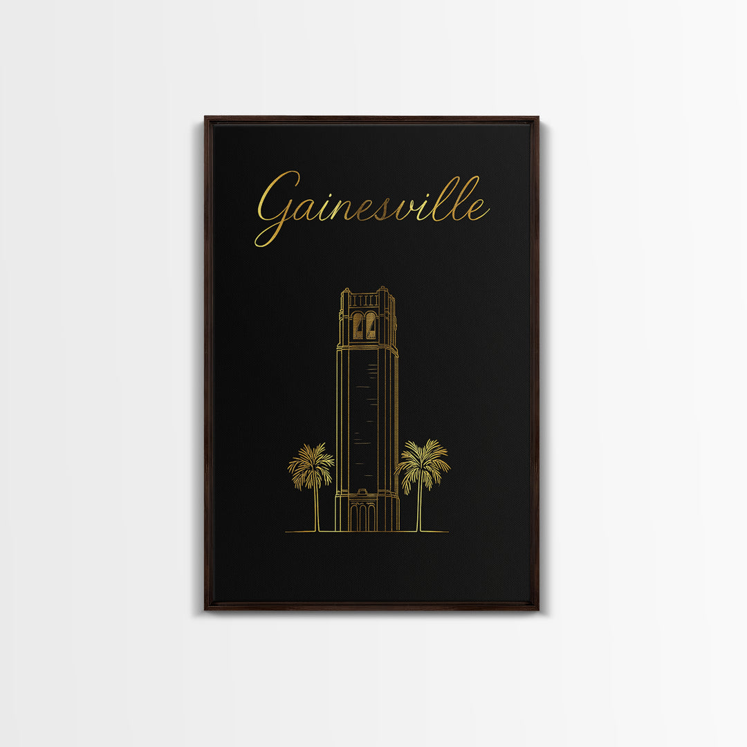 Gainesville Florida Travel Poster, Canvas Print, Dark Minimalist Wall Art, Gainesville Travel Art, Eclectic Wall Decor, Travel Poster Set
