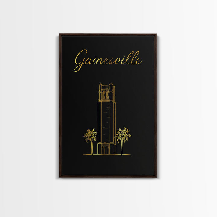 Gainesville Florida Travel Poster, Canvas Print, Dark Minimalist Wall Art, Gainesville Travel Art, Eclectic Wall Decor, Travel Poster Set