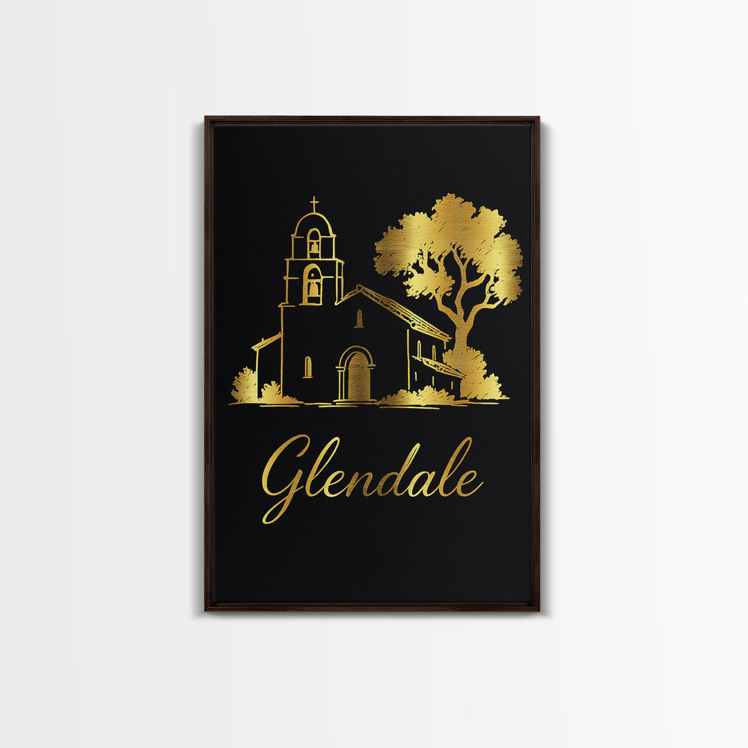 Glendale Arizona Travel Poster, Canvas Print, Black Gold Minimalist Art, Glendale City Art, Fine Art Print, Wall Decor, Wanderlust Decor