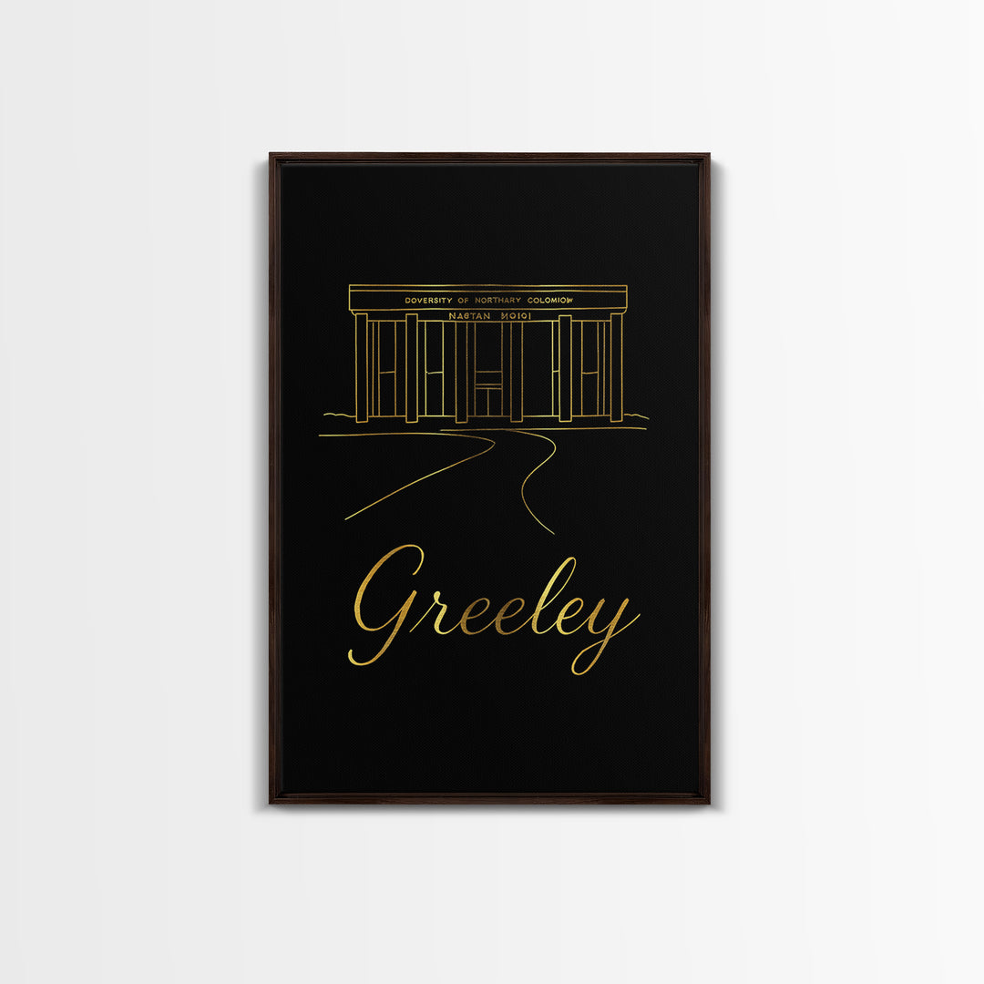 Greeley Travel Poster, Canvas Print, Gold Outline Poster Art, Greeley Art Print, City Art Print, Mid Century Wall Art, Travel Poster Set