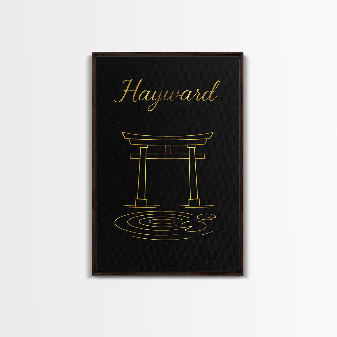 Hayward Travel Poster, Framed Canvas Print, Dark Minimalist Wall Art, Hayward Poster Print, Travel Art Print, Vintage Travel Art