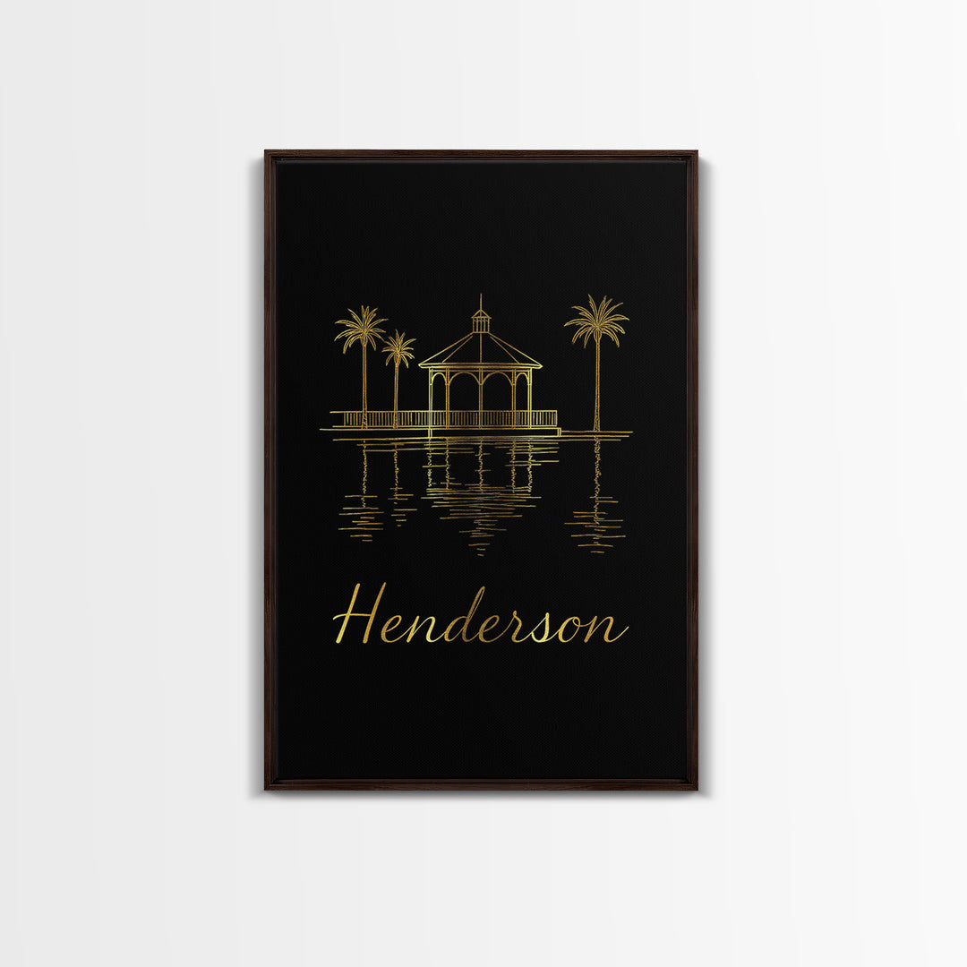 Henderson Travel Poster, Canvas Print, Gold Outline Poster Art, Henderson City Art, Travel Poster Art, Mid Century Wall Art, Travel Gift