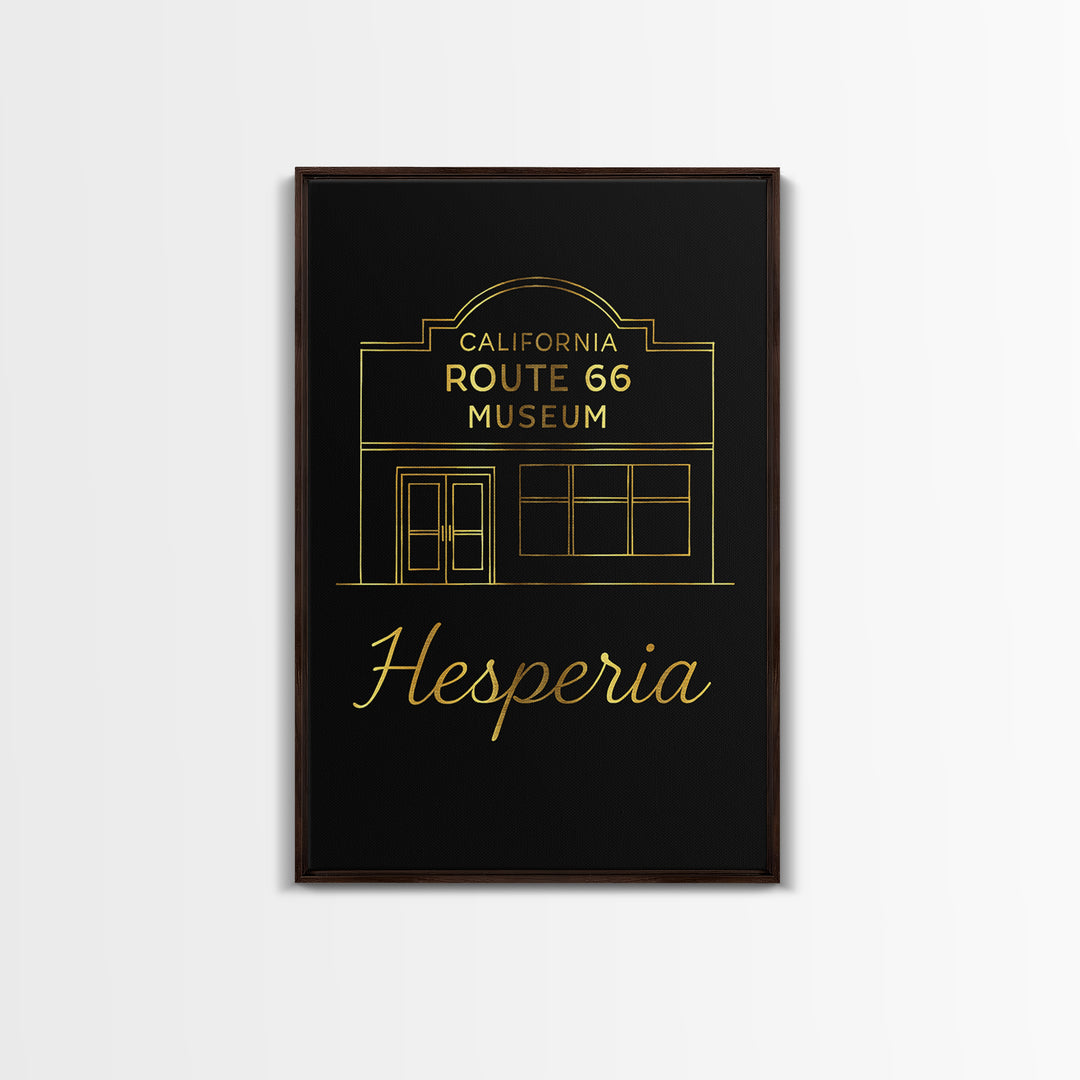 Hesperia California Travel Poster, Canvas Print, Gold Outline Poster Art, Hesperia Poster Print, Fine Art Print, Office Decor, Wall Decor