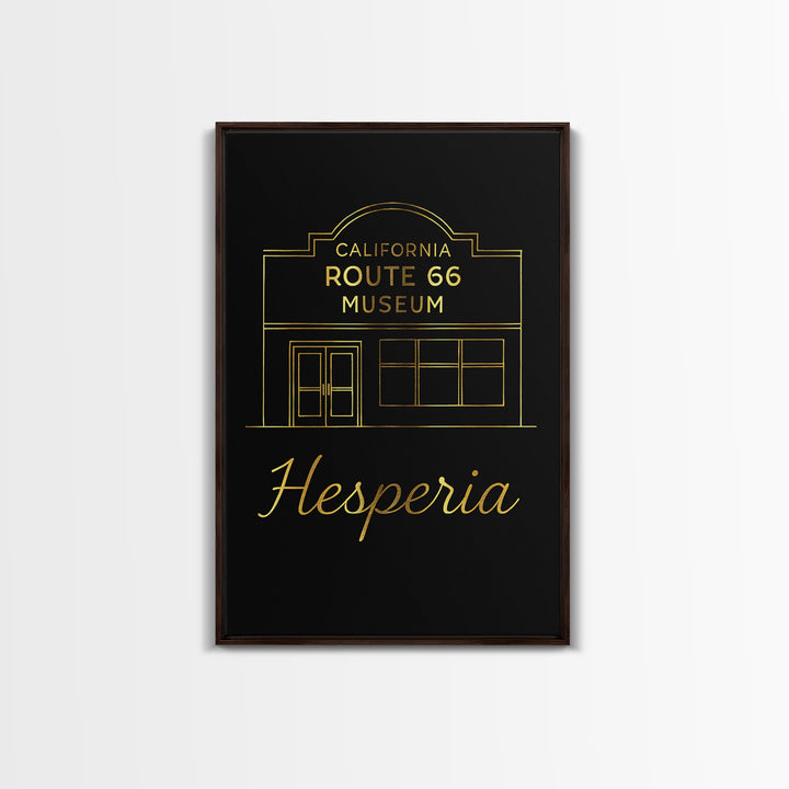 Hesperia California Travel Poster, Canvas Print, Gold Outline Poster Art, Hesperia Poster Print, Fine Art Print, Office Decor, Wall Decor