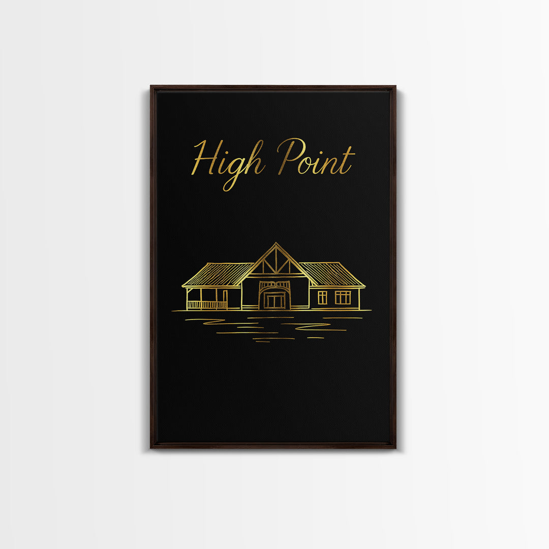 High Point North Carolina Travel Poster, Canvas Print, Dark Minimalist Wall Art, High Point Poster Print, Poster Art, City Travel Prints
