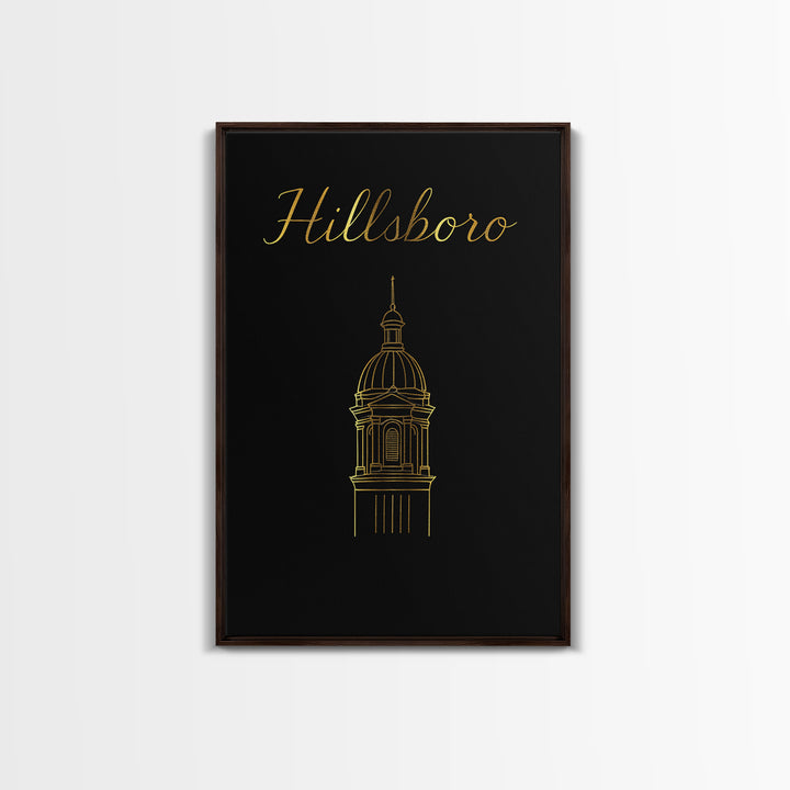 Hillsboro Oregon Travel Poster, Canvas Print, Dark Minimalist Wall Art, Hillsboro Poster Print, Poster Art, Travel Wall Art, Travel Gift