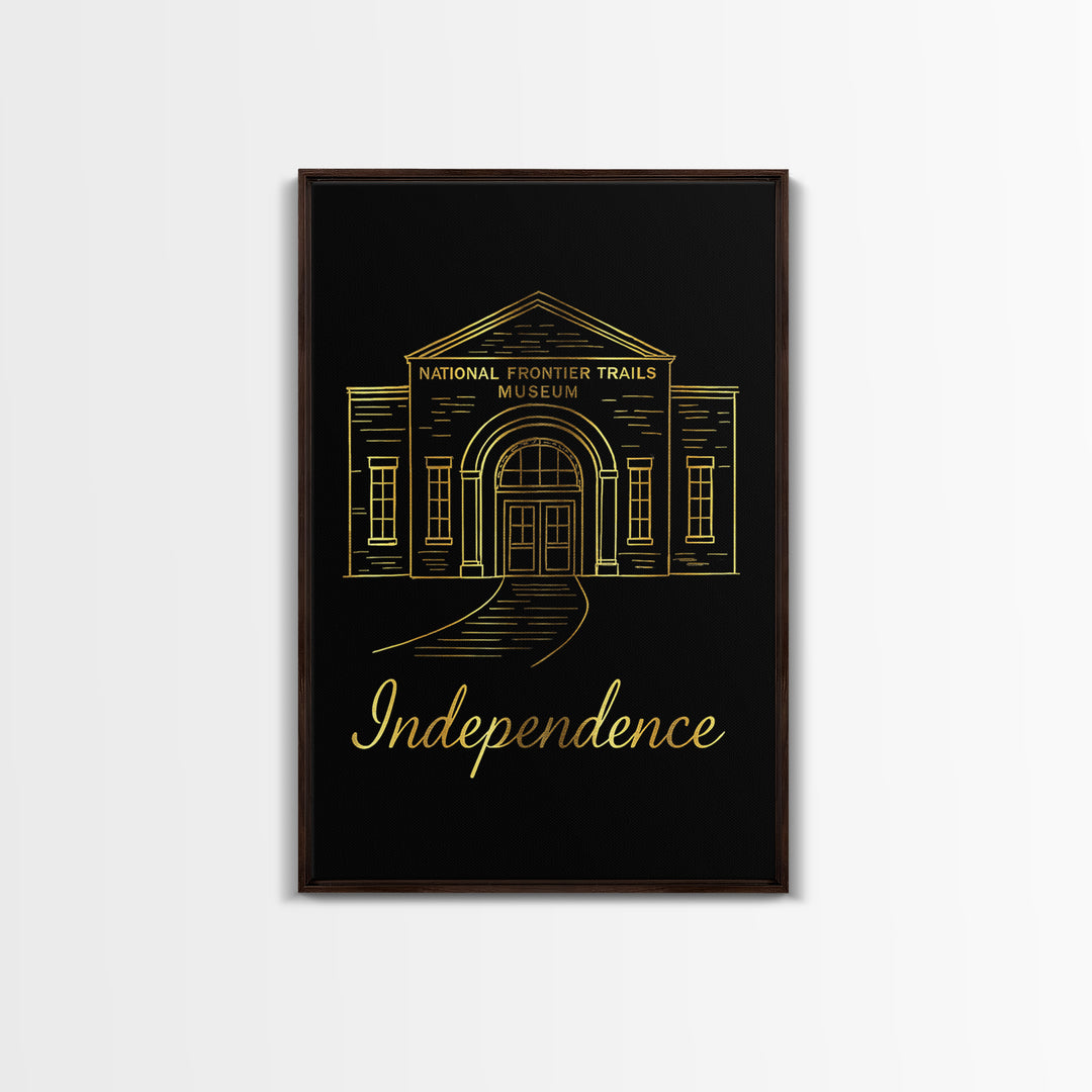 Independence Missouri Travel Poster, Canvas Print, Minimalist Gold Line Art, Independence Travel Art, Travel Prints, Vintage City Poster