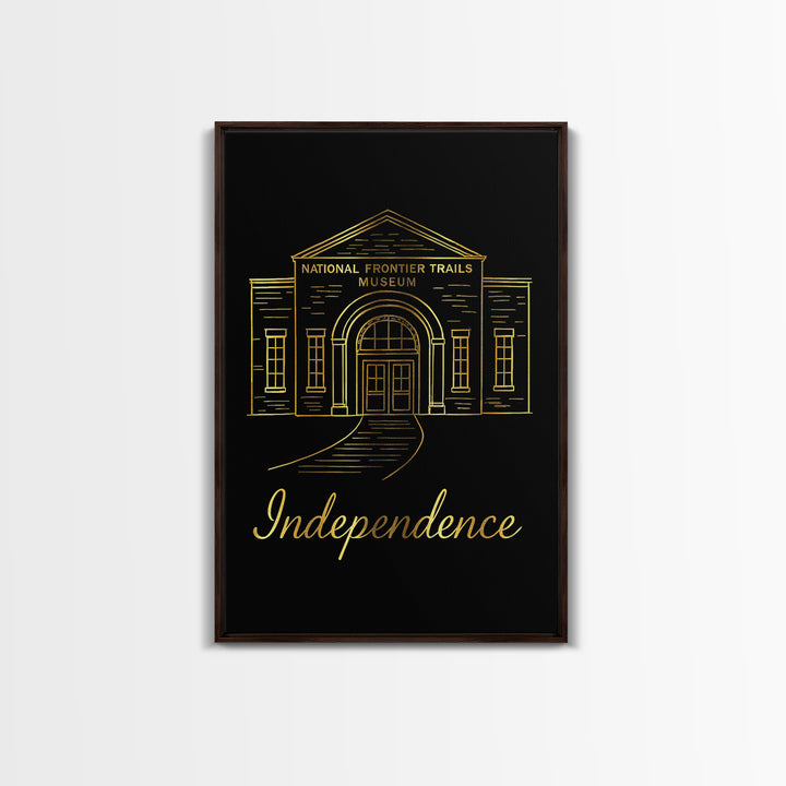 Independence Missouri Travel Poster, Canvas Print, Minimalist Gold Line Art, Independence Travel Art, Travel Prints, Vintage City Poster