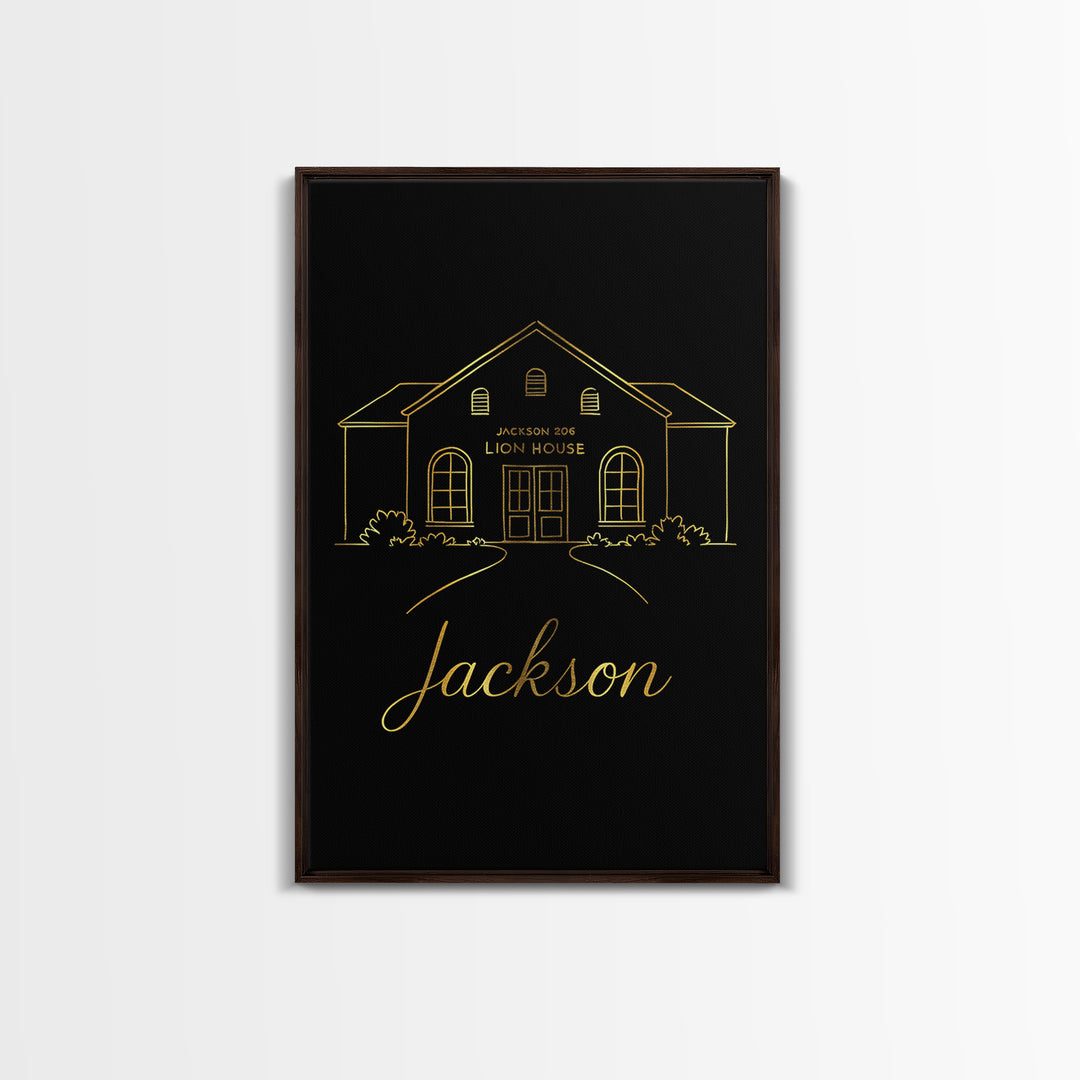 Jackson Mississippi Travel Poster, Canvas Print, Minimalist Gold Line Art, Jackson Art Print, Gift For Travelers, Office Decor