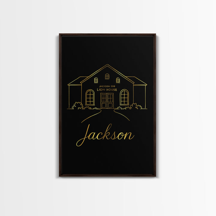 Jackson Mississippi Travel Poster, Canvas Print, Minimalist Gold Line Art, Jackson Art Print, Gift For Travelers, Office Decor