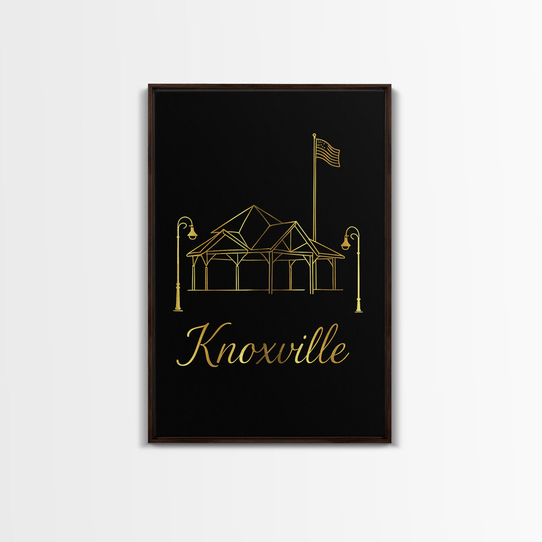 Knoxville Travel Poster, Canvas Print, Dark Minimalist Wall Art, Knoxville City Art, Retro Travel Print, City Art Print, City Illustration