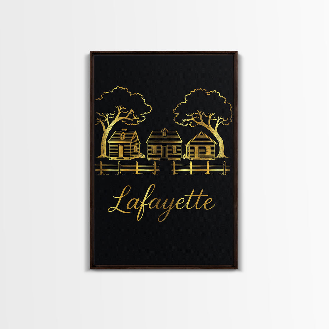 Lafayette Louisiana Travel Poster, Canvas Print, Dark Minimalist Wall Art, Lafayette Poster Print, Home Office Decor, Retro Travel Print