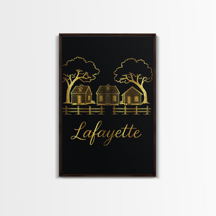 Lafayette Louisiana Travel Poster, Canvas Print, Dark Minimalist Wall Art, Lafayette Poster Print, Home Office Decor, Retro Travel Print