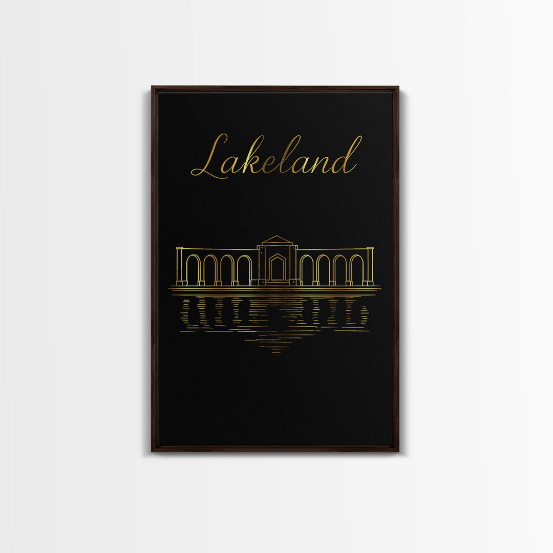 Lakeland Florida Travel Poster, Canvas Print, Dark Minimalist Wall Art, Lakeland Wall Art, Travel Art Print, Modern Wall Decor, Wall Decor