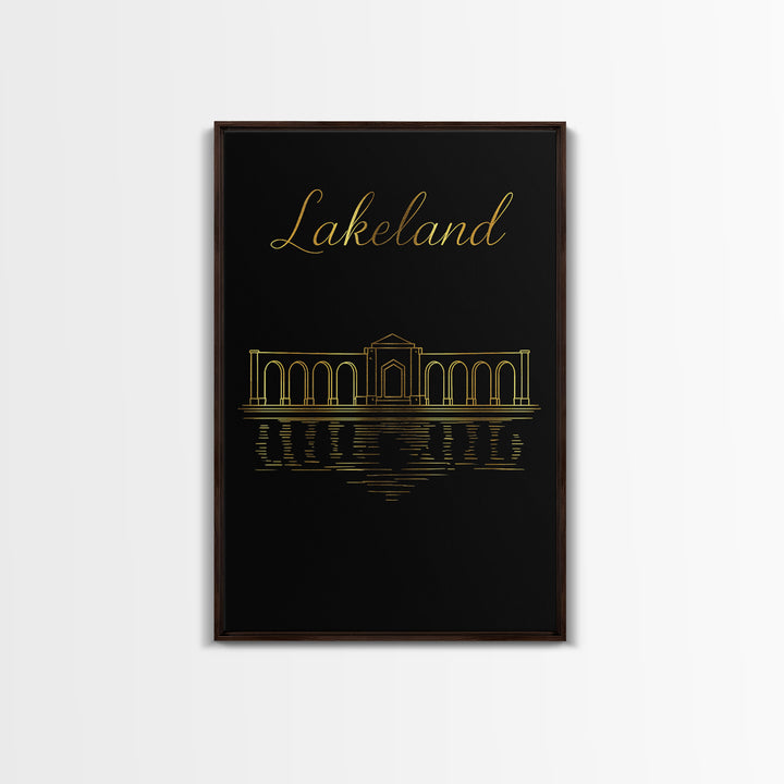 Lakeland Florida Travel Poster, Canvas Print, Dark Minimalist Wall Art, Lakeland Wall Art, Travel Art Print, Modern Wall Decor, Wall Decor