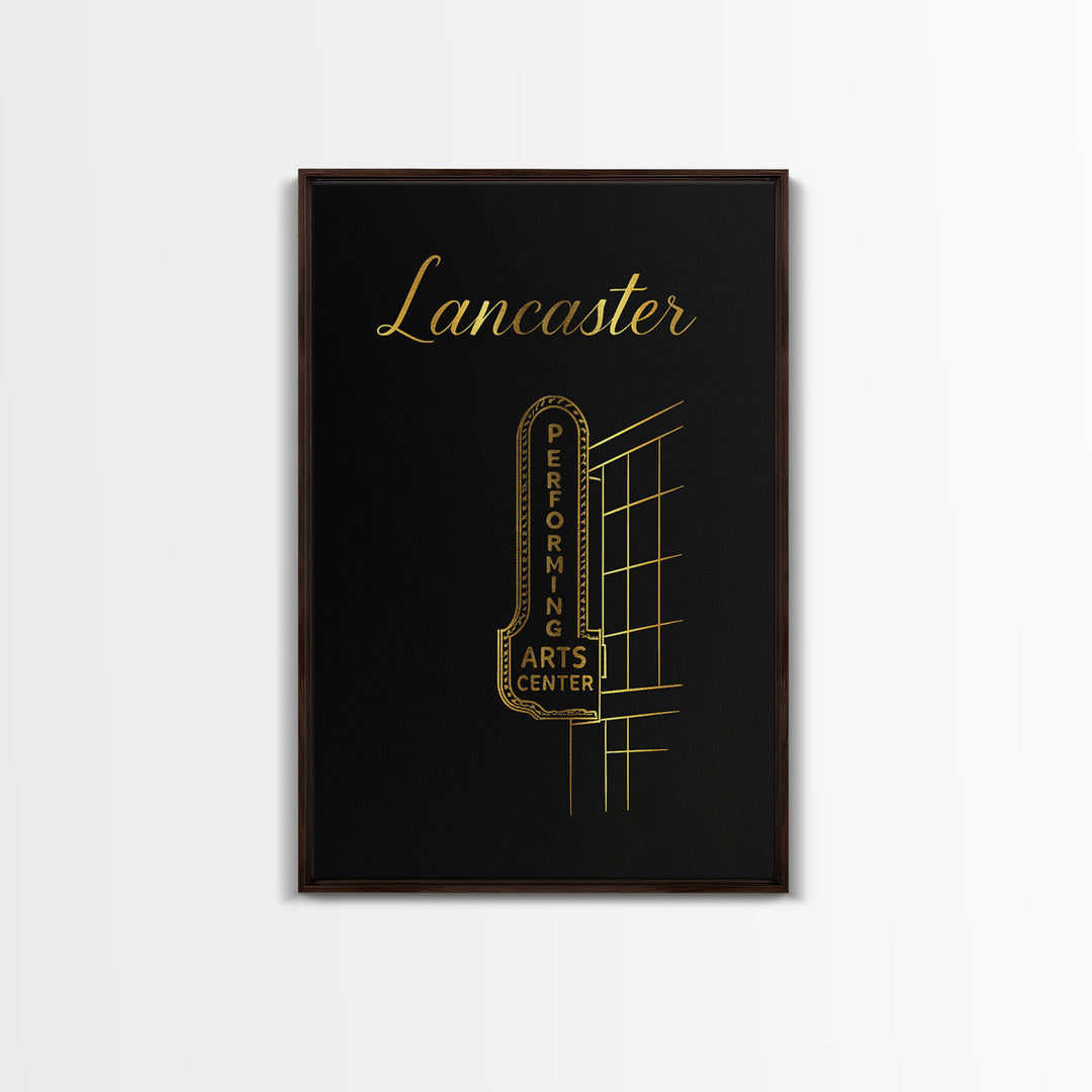 Lancaster Travel Poster, Framed Canvas Print, Dark Minimalist Wall Art, Lancaster Art Print, Vintage Travel Art, Vintage Travel Print