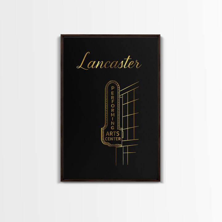 Lancaster Travel Poster, Framed Canvas Print, Dark Minimalist Wall Art, Lancaster Art Print, Vintage Travel Art, Vintage Travel Print