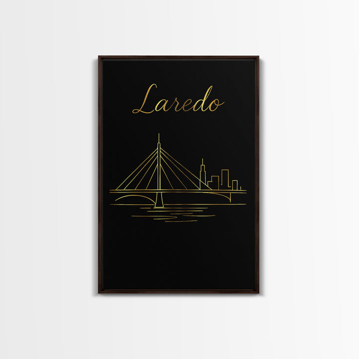 Laredo Texas Travel Poster, Canvas Print, Dark Minimalist Wall Art, Laredo City Art, Fine Art Print, Travel Poster Set, Home Office Decor