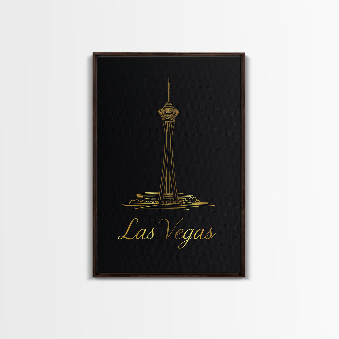 Las Vegas Travel Poster, Canvas Print, Minimalist Gold Line Art, Las Vegas Wall Art, Travel Poster Set, Living Room Wall Art, Home Decor