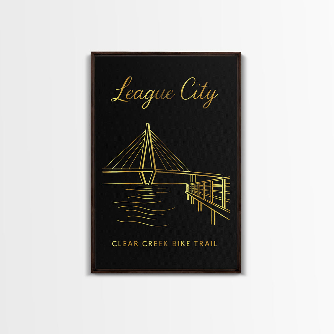 League City Travel Poster, Canvas Print, Dark Minimalist Wall Art, League City Wall Art, Travel Art Print, Gift For Travelers, Design 4