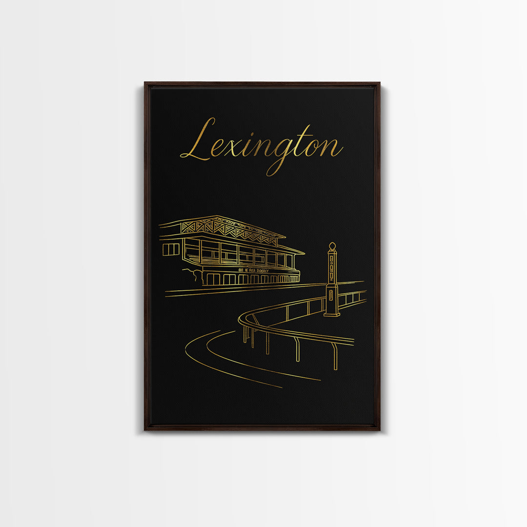 Lexington Kentucky Travel Poster, Canvas Print, Black Gold Minimalist Art, Lexington Poster Print, Vintage City Poster, Art Print, Design 1