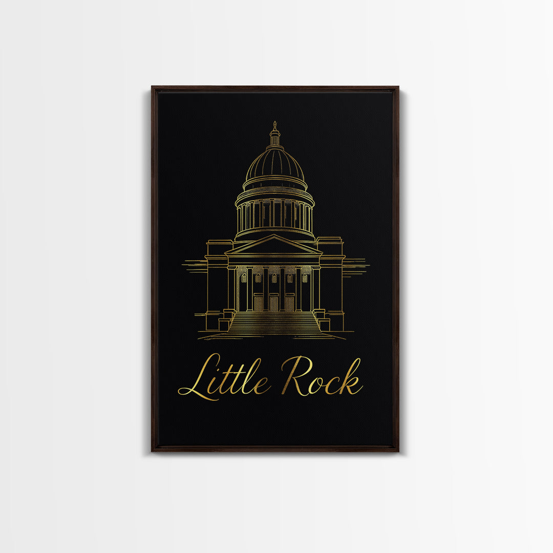Little Rock Arkansas Travel Poster, Canvas Print, Dark Minimalist Wall Art, Little Rock City Art, Living Room Wall Art, Eclectic Wall Decor