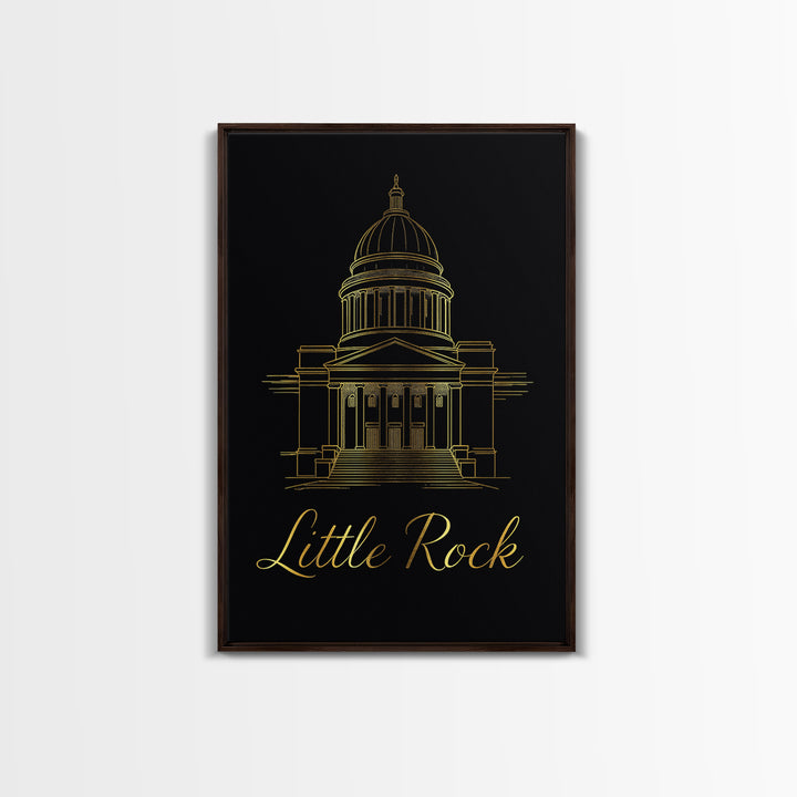 Little Rock Arkansas Travel Poster, Canvas Print, Dark Minimalist Wall Art, Little Rock City Art, Living Room Wall Art, Eclectic Wall Decor