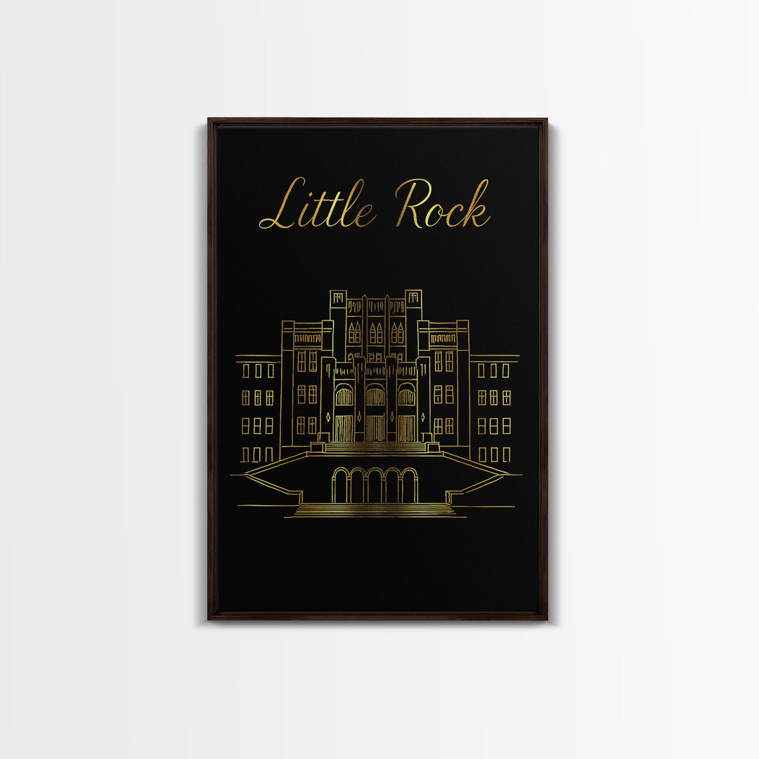 Little Rock Travel Poster, Canvas Print, Dark Minimalist Wall Art, Little Rock Art Print, Mid Century Wall Art, Eclectic Wall Decor
