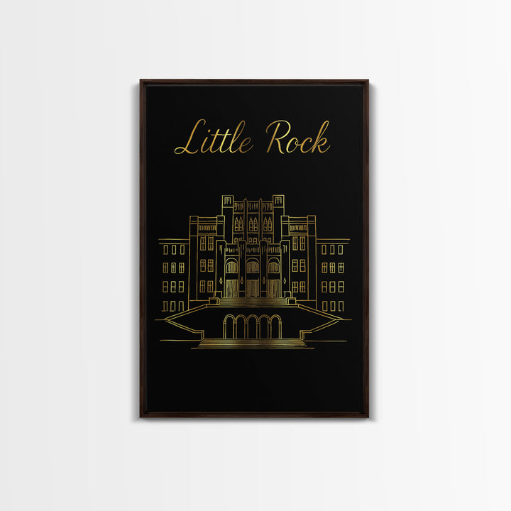 Little Rock Travel Poster, Canvas Print, Dark Minimalist Wall Art, Little Rock Art Print, Mid Century Wall Art, Eclectic Wall Decor