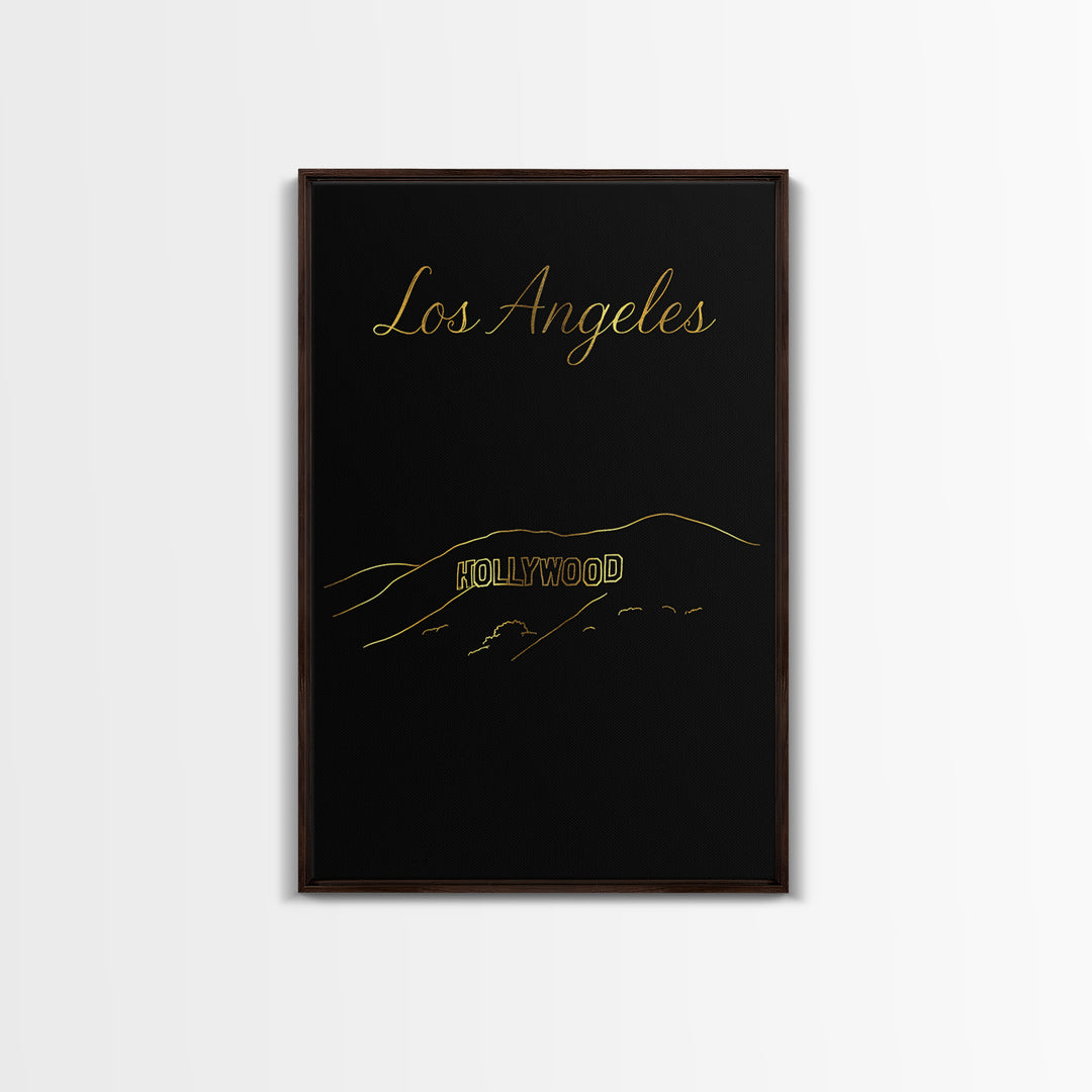 Los Angeles Travel Poster, Framed Canvas Print, Dark Minimalist Wall Art, Los Angeles Wall Art, Travel Art Print, Vintage Travel Art