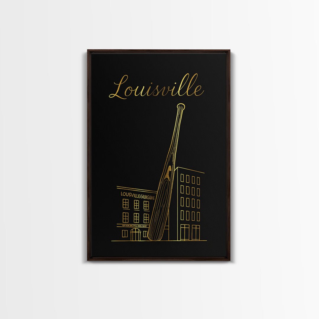 Louisville Kentucky Travel Poster, Canvas Print, Black Gold Minimalist Art, Louisville Art Print, Travel Poster Set, Art Print