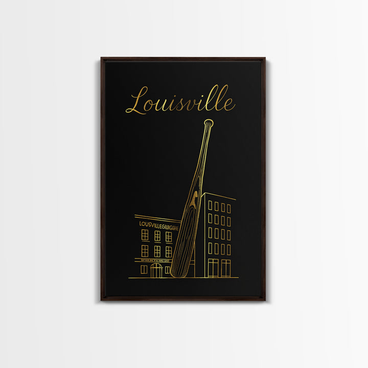 Louisville Kentucky Travel Poster, Canvas Print, Black Gold Minimalist Art, Louisville Art Print, Travel Poster Set, Art Print