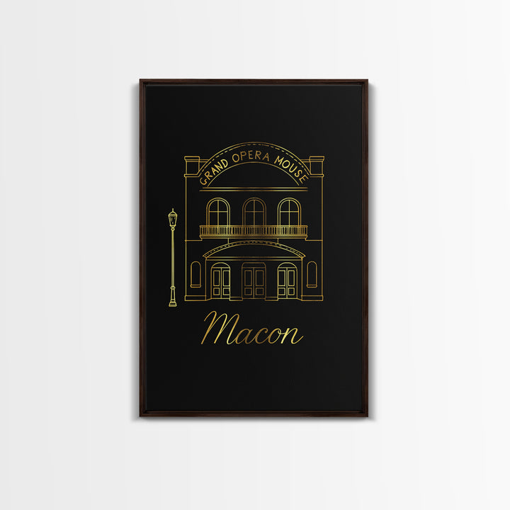 Macon Georgia Travel Poster, Canvas Print, Minimalist Gold Line Art, Macon Travel Art, Travel Poster Set, Mid Century Wall Art, Travel Art