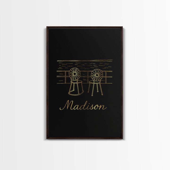 Madison Wisconsin Travel Poster, Canvas Print, Dark Minimalist Wall Art, Madison Travel Art, Wanderlust Decor, Poster Art
