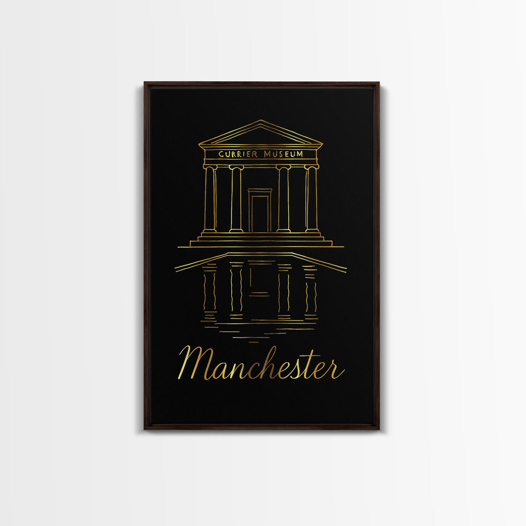 Manchester Travel Poster, Framed Canvas Print, Dark Minimalist Wall Art, Manchester City Art, Travel Wall Decor, Mid Century Wall Art