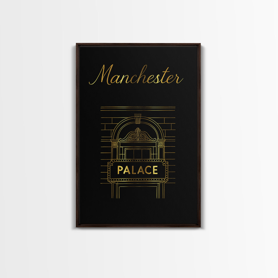 Manchester Travel Poster, Canvas Print, Minimalist Gold Line Art, Manchester Travel Art, Travel Wall Art, Vintage City Art, Poster Art