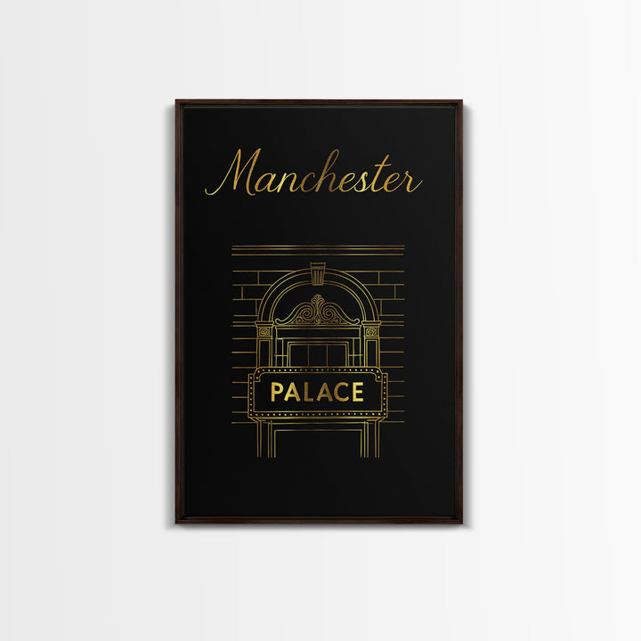 Manchester Travel Poster, Canvas Print, Minimalist Gold Line Art, Manchester Travel Art, Travel Wall Art, Vintage City Art, Poster Art