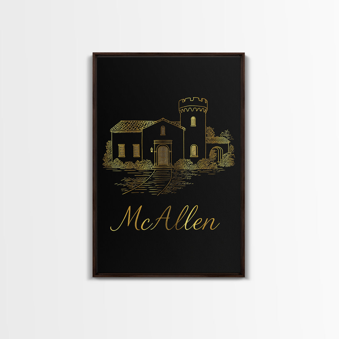 Mcallen Travel Poster, Canvas Print, Dark Minimalist Wall Art, Mcallen Poster Print, Travel Wall Decor, Retro Travel Print, Travel Posters